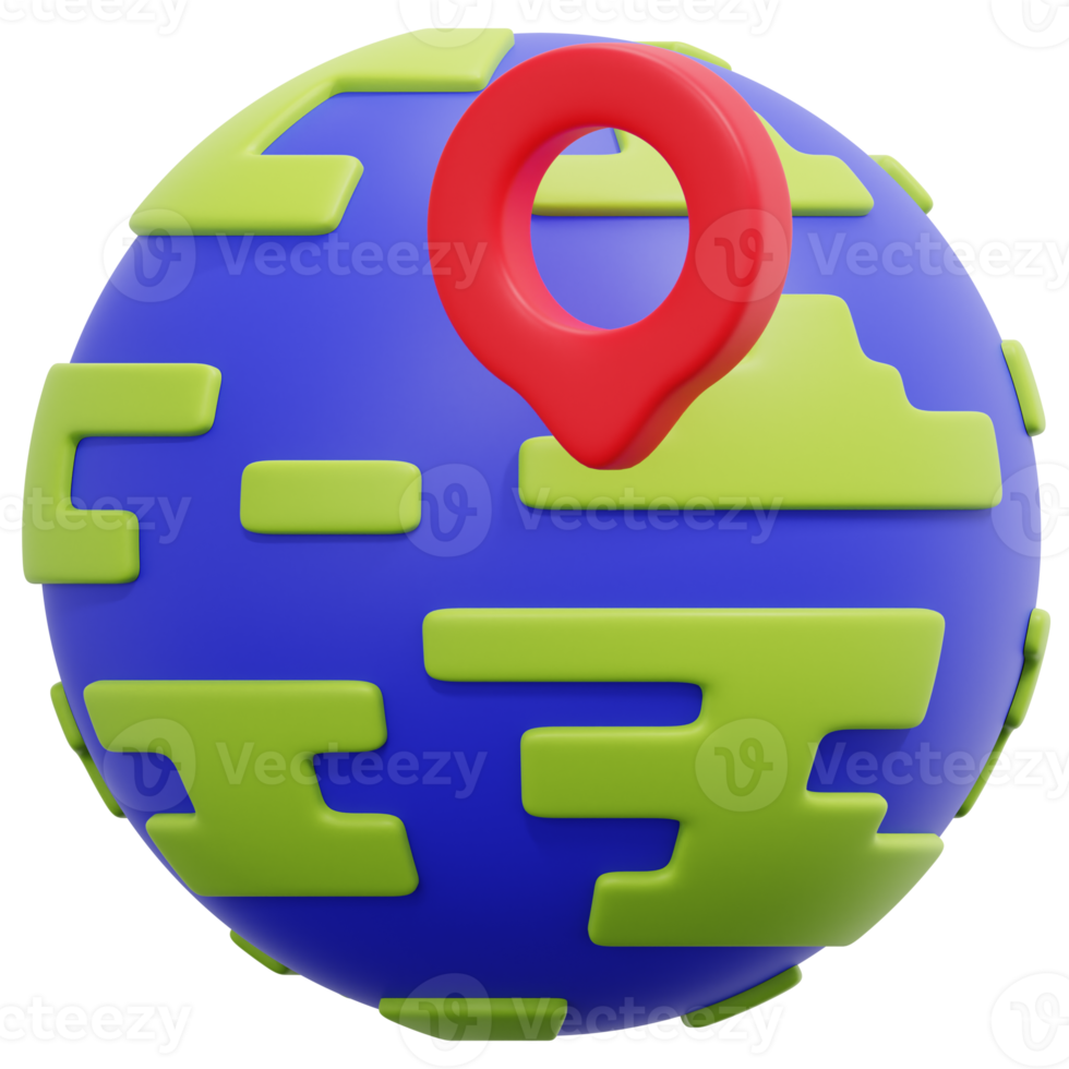 globe 3d render icon illustration png