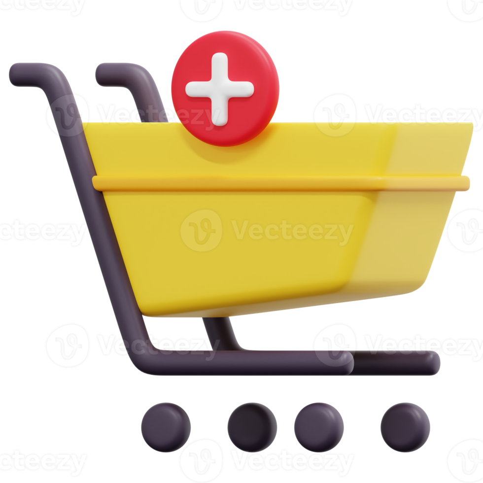 shopping cart 3d render icon illustration png