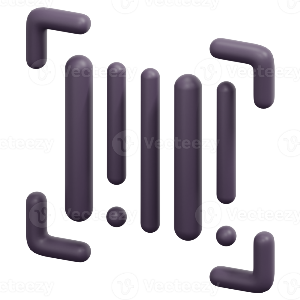 barcode 3d render icon illustration png