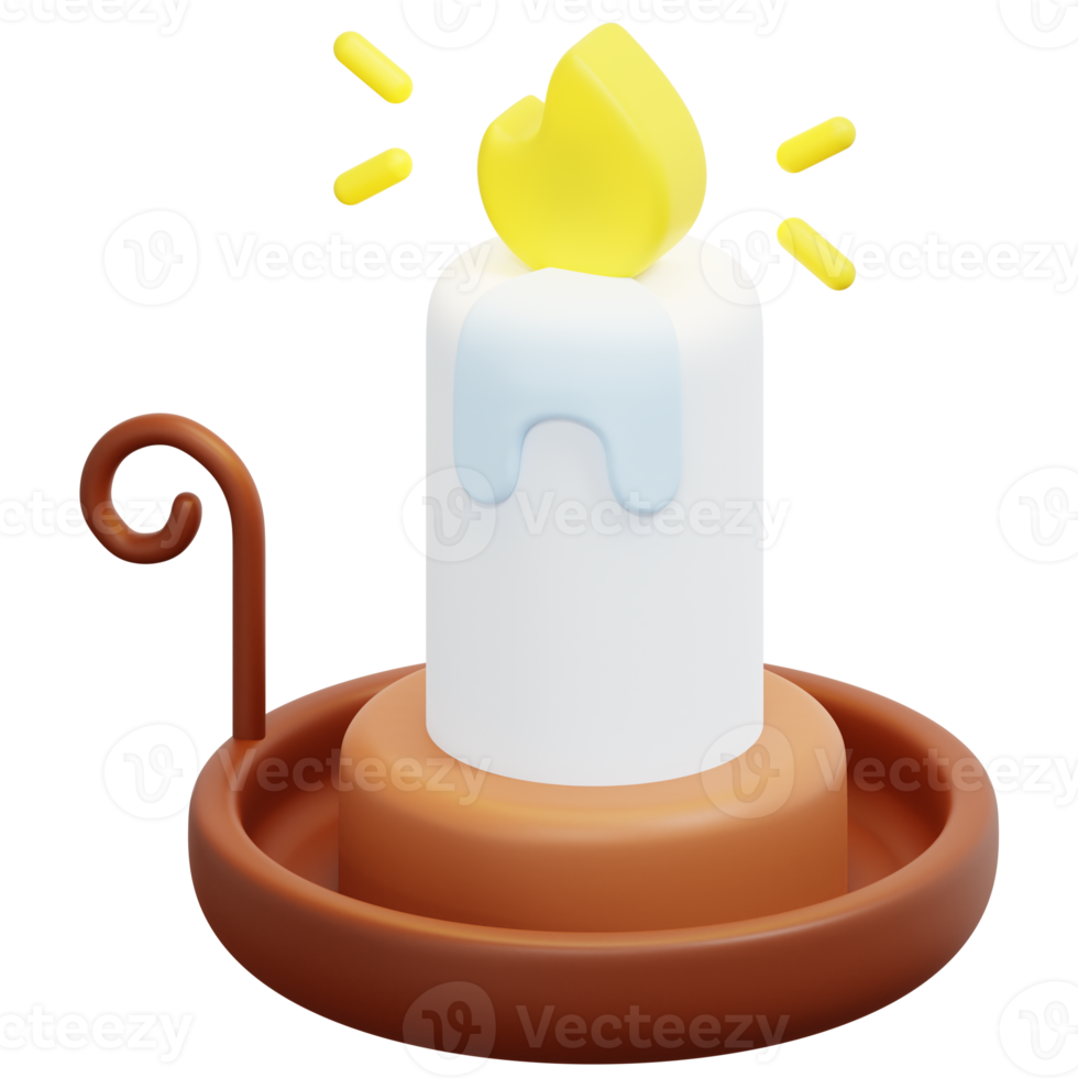 candle 3d render icon illustration png