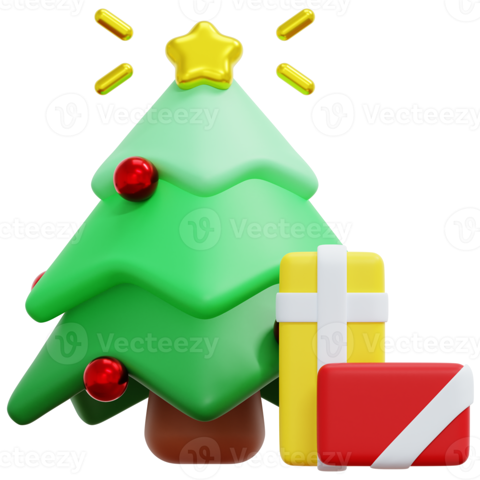 christmas tree 3d render icon illustration png