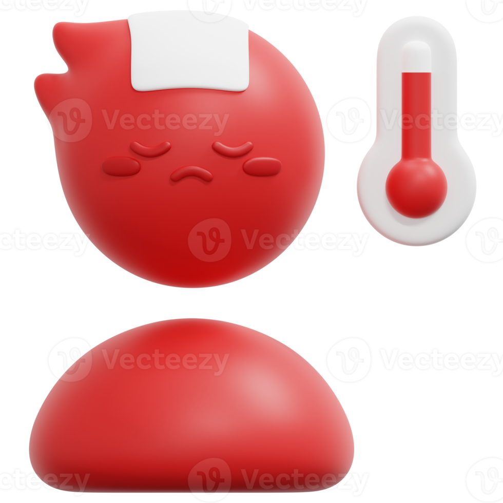 sick 3d render icon illustration png