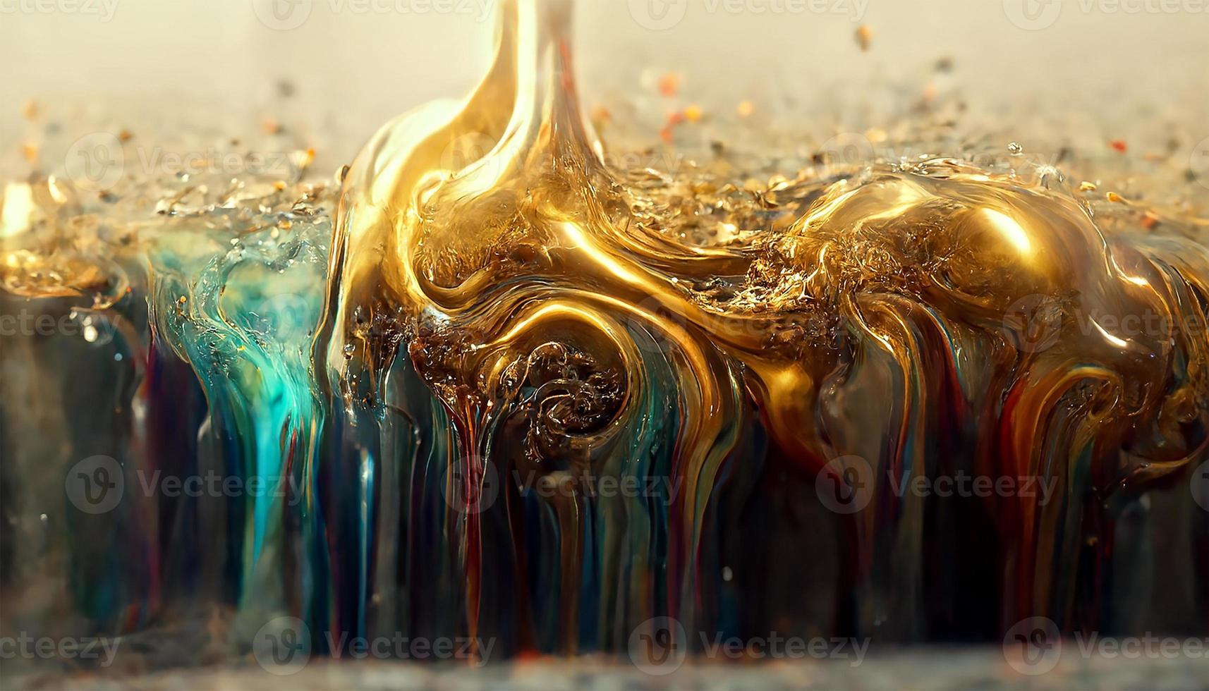 Luxurious abstract painting fluid art . A mixture of colors, waves and golden curls. For posters, other printed materials. 3d render photo