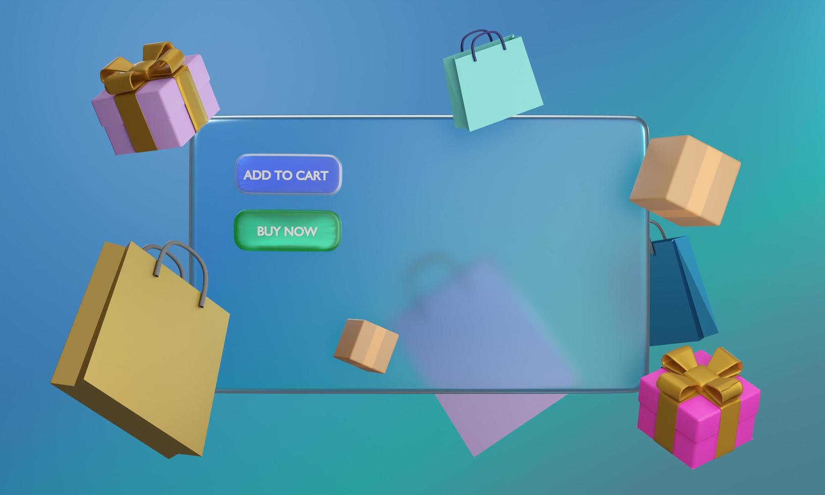 Shopping Online on Mobile Application Concept Marketing and Digital . 3D RENDER photo