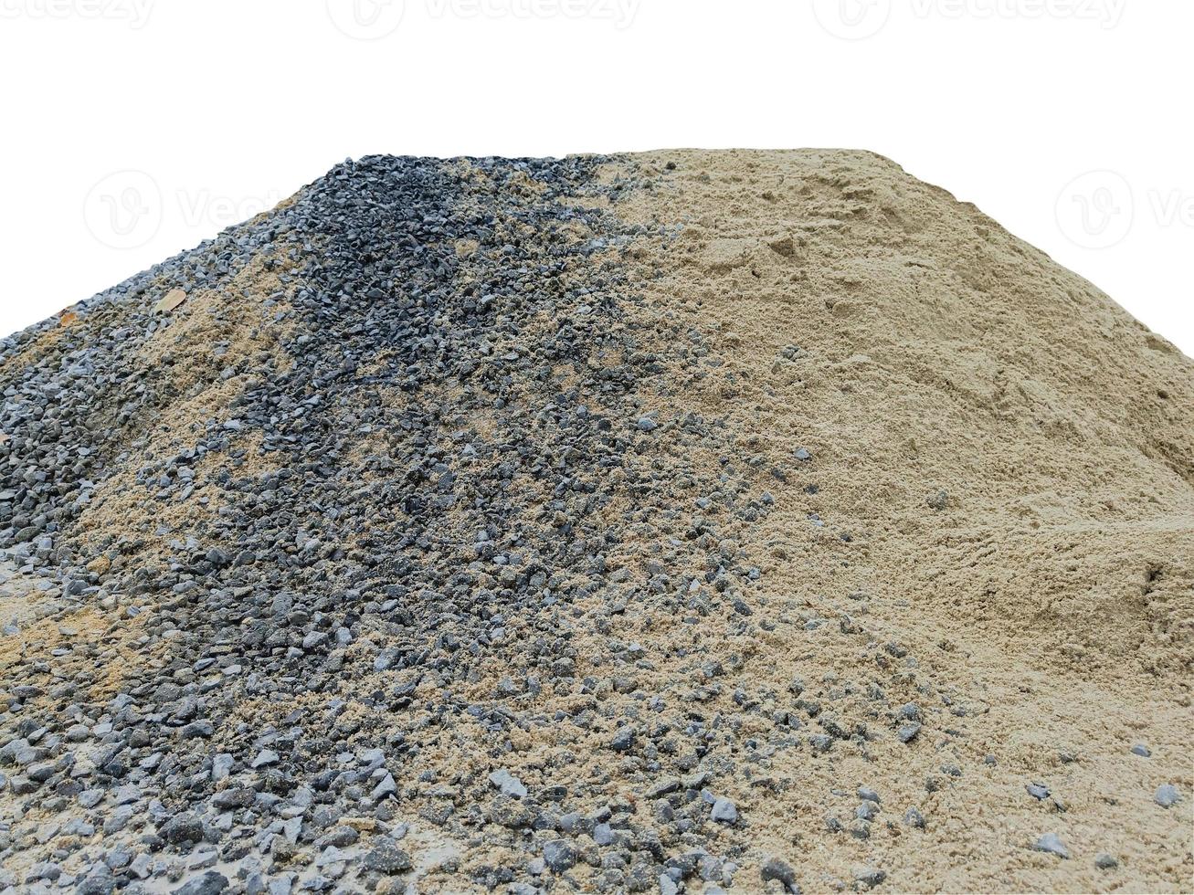 Pile of gravel or stone and sand for construction isolated on white background included clipping path. photo