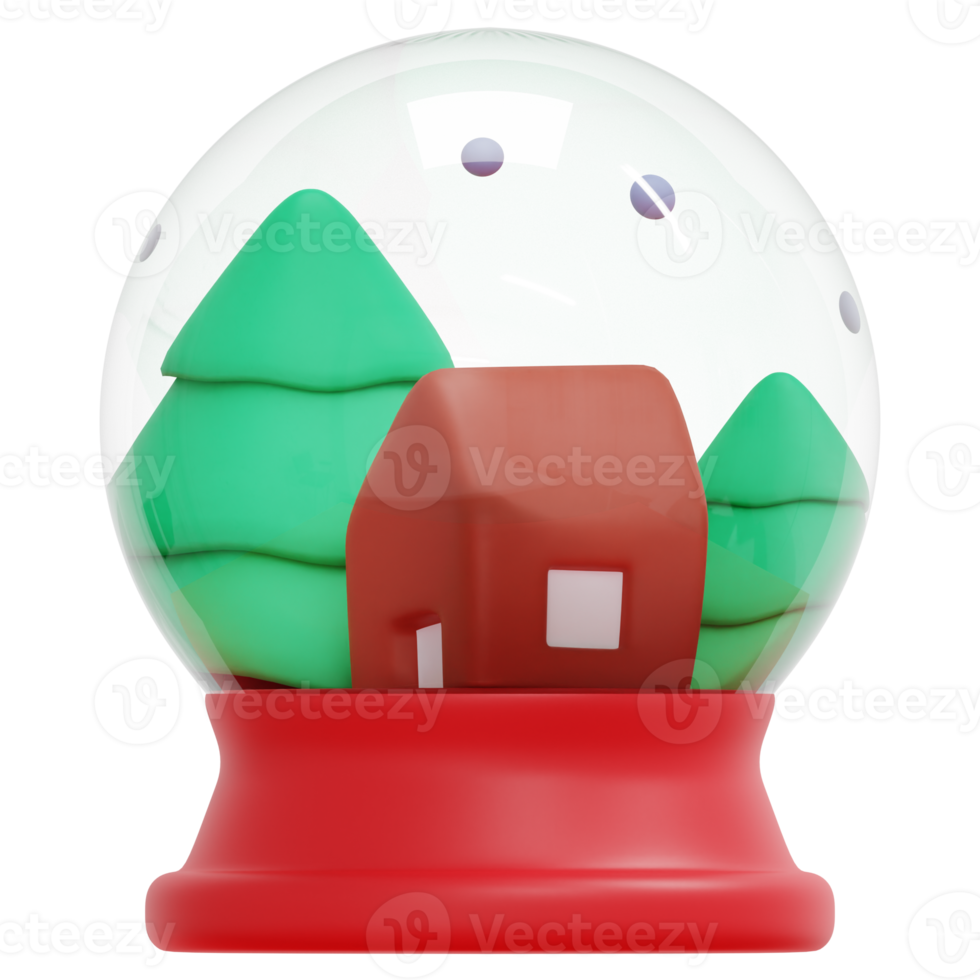 snow globe 3d render icon illustration png