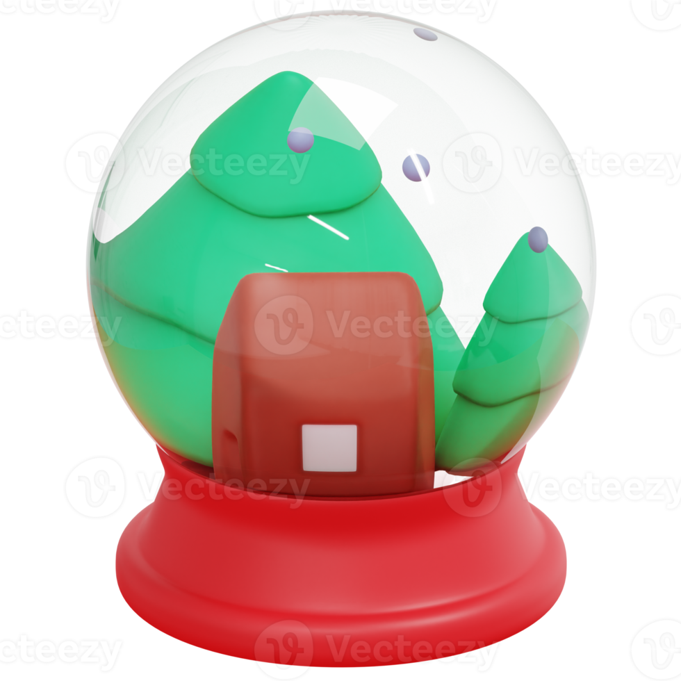 snow globe 3d render icon illustration png