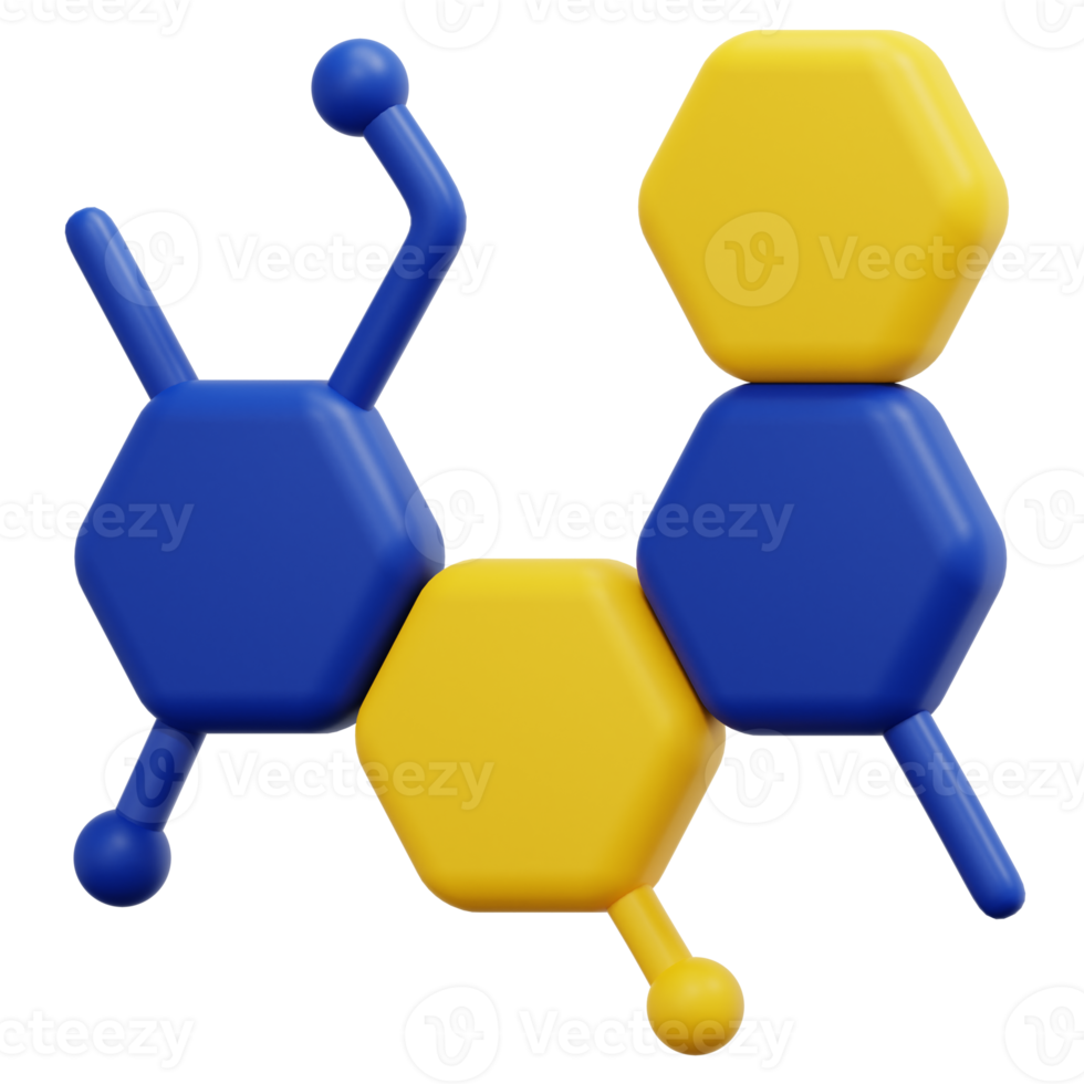 molecular 3d render icon illustration png