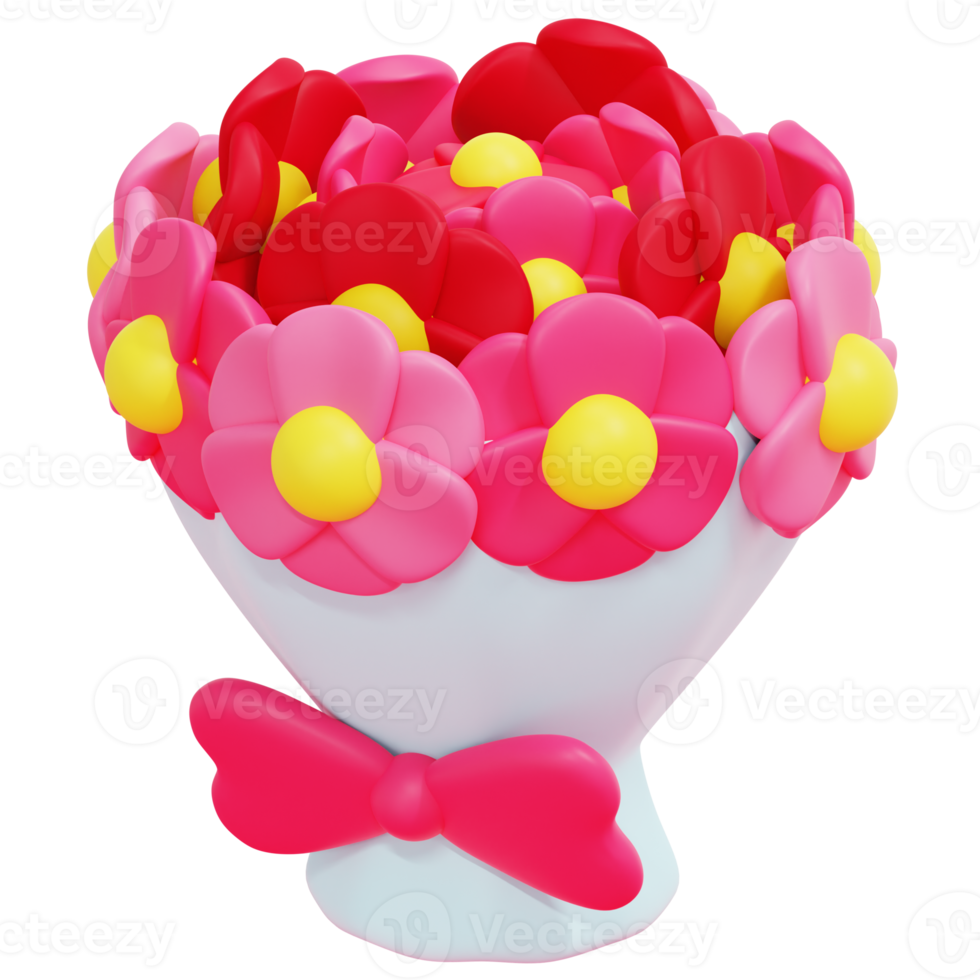 bouquet 3d render icon illustration png
