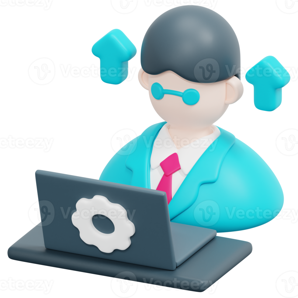 working 3d render icon illustration png
