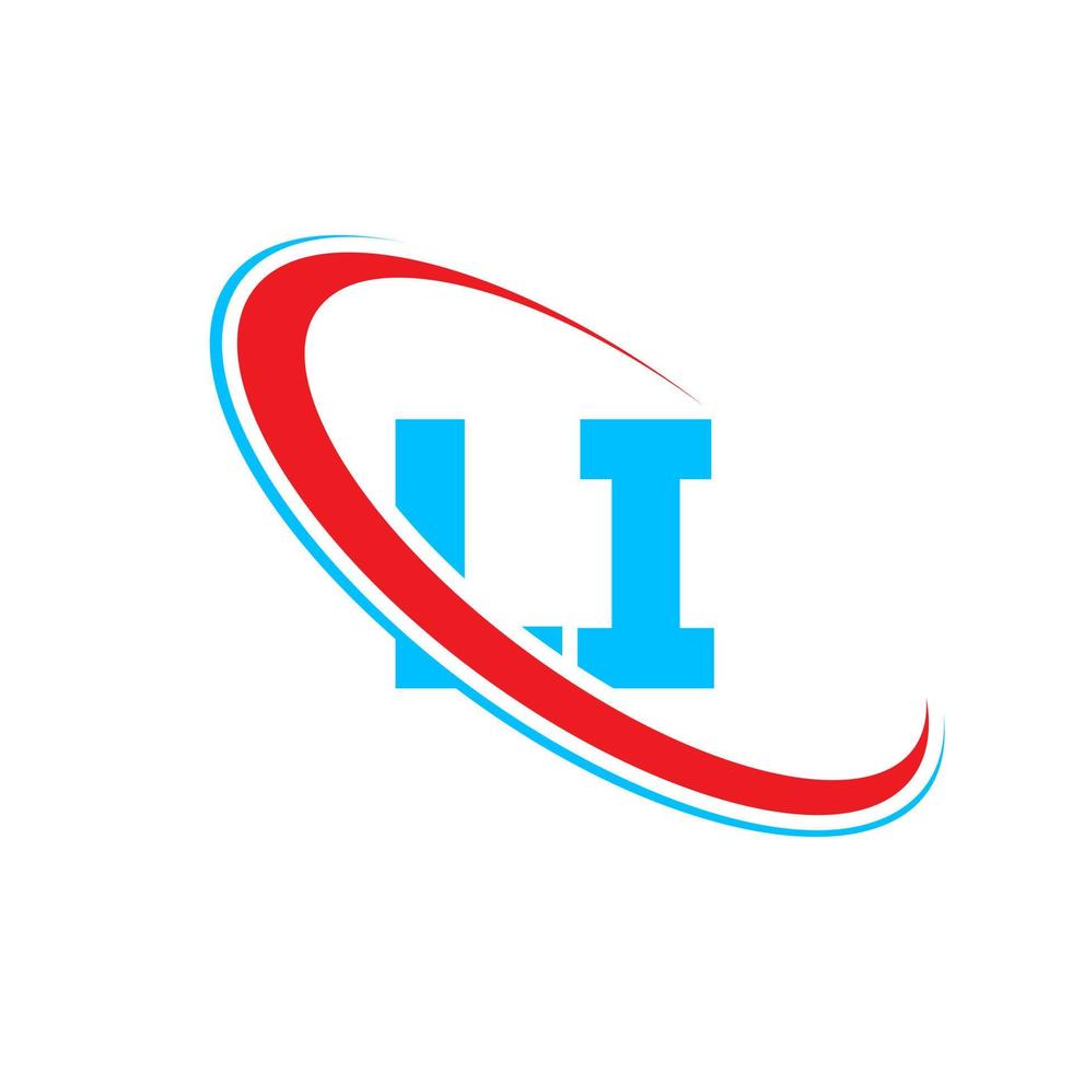 logotipo de li. li diseño. letra li azul y roja. diseño del logotipo de la letra li. letra inicial li círculo vinculado logotipo de monograma en mayúsculas. vector