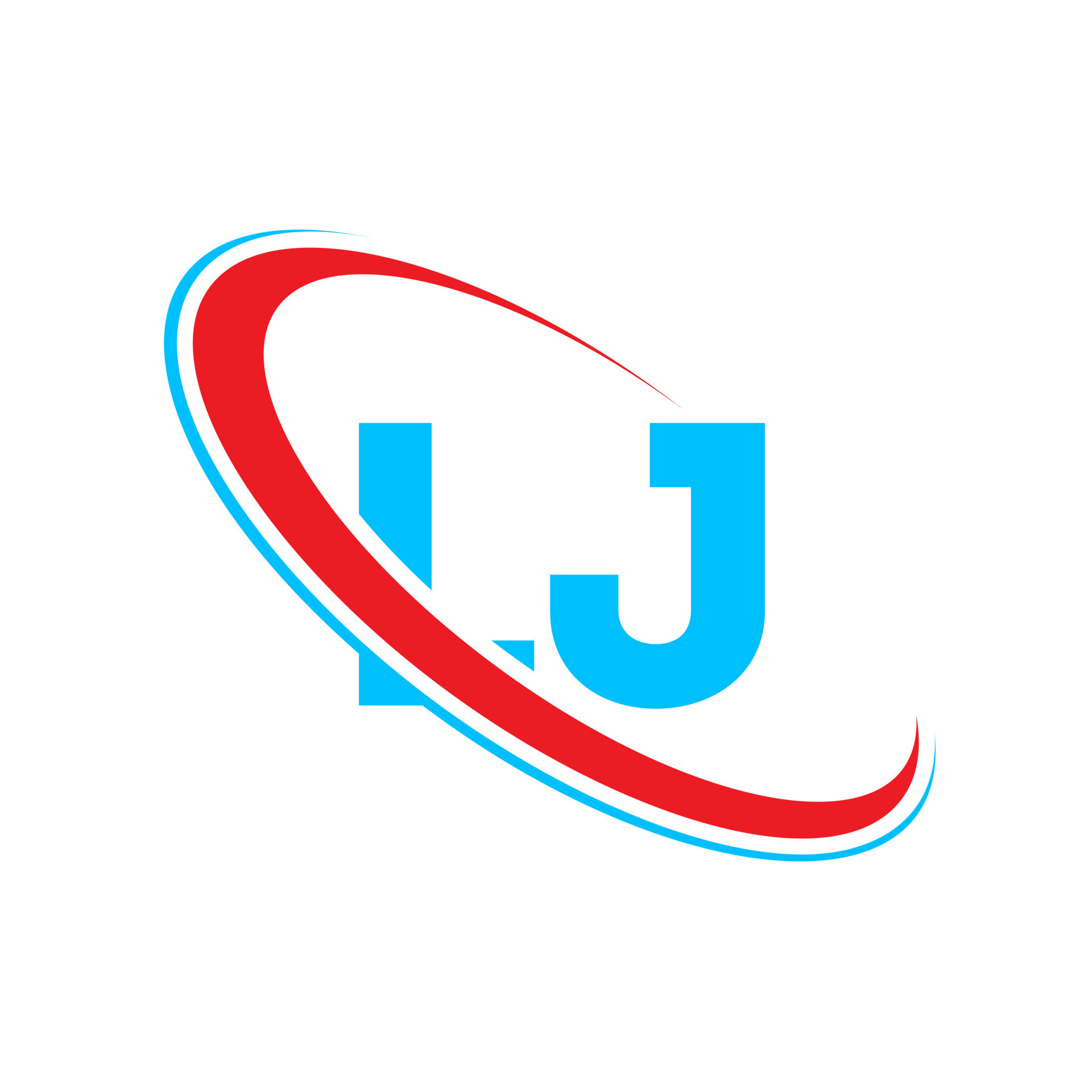 logotipo de lj. diseño lj. letra lj azul y roja. diseño del logotipo de