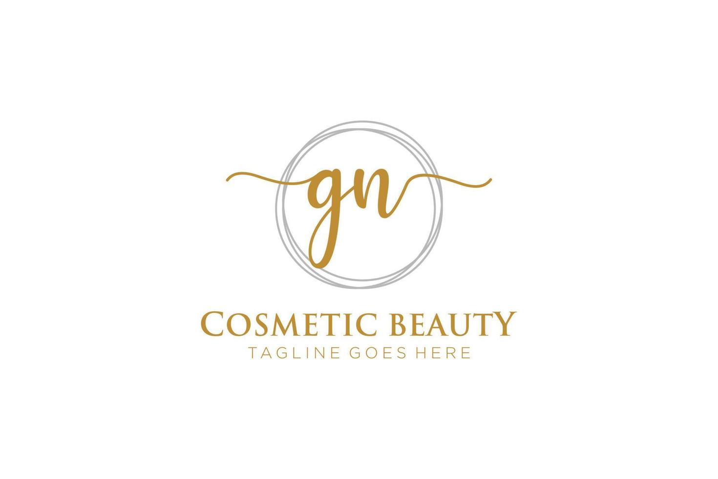 initial GN Feminine logo beauty monogram and elegant logo design, handwriting logo of initial signature, wedding, fashion, floral and botanical with creative template. vector