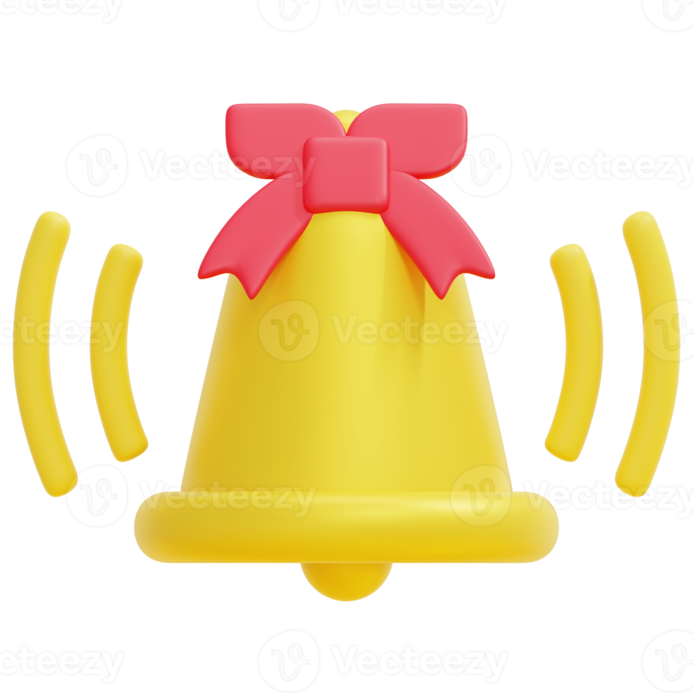 christmas bell 3d render icon illustration png