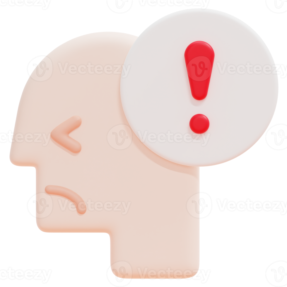 worried 3d render icon illustration png
