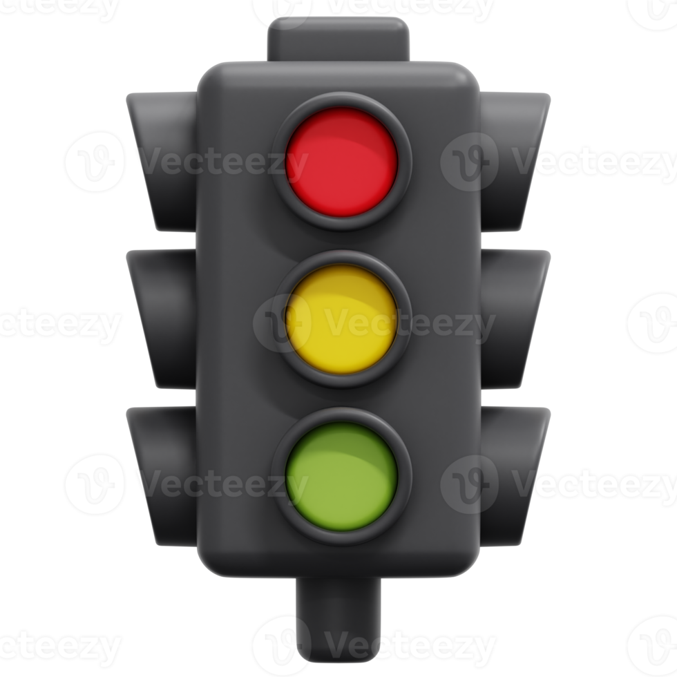 traffic lights 3d render icon illustration png