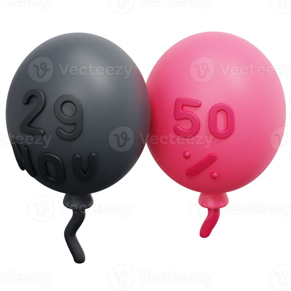 balloons 3d render icon illustration png