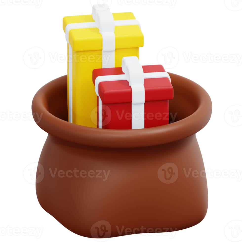 gift bag 3d render icon illustration png