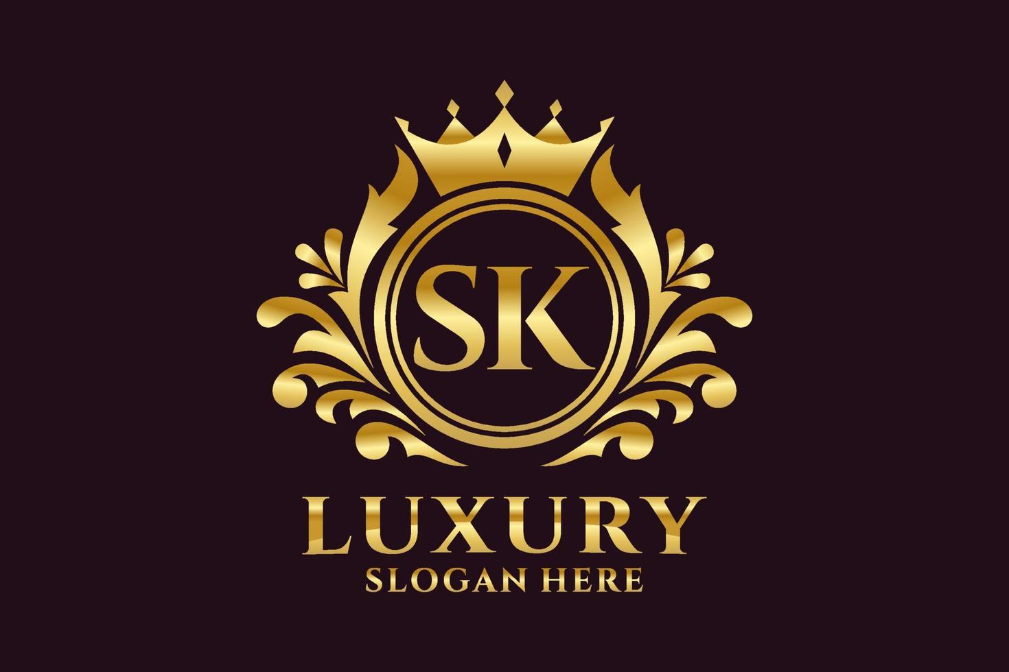 Initial SK Letter Royal Luxury Logo template in vector art for luxurious branding projects and other vector illustration.