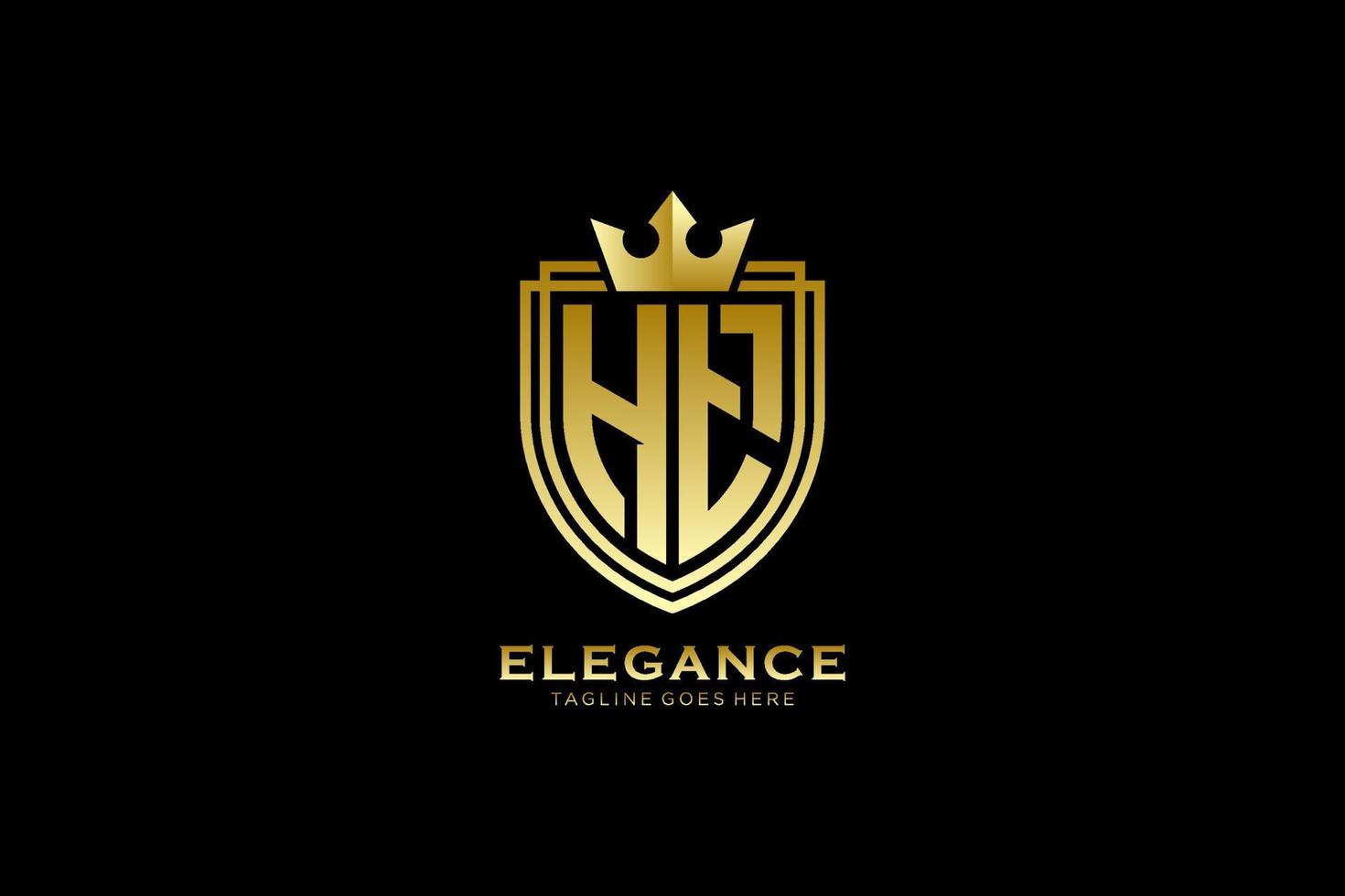 initial HT elegant luxury monogram logo or badge template with scrolls and royal crown - perfect for luxurious branding projects vector