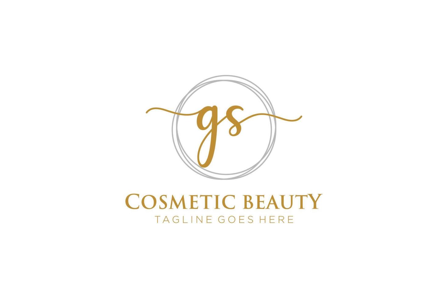 initial GS Feminine logo beauty monogram and elegant logo design, handwriting logo of initial signature, wedding, fashion, floral and botanical with creative template. vector