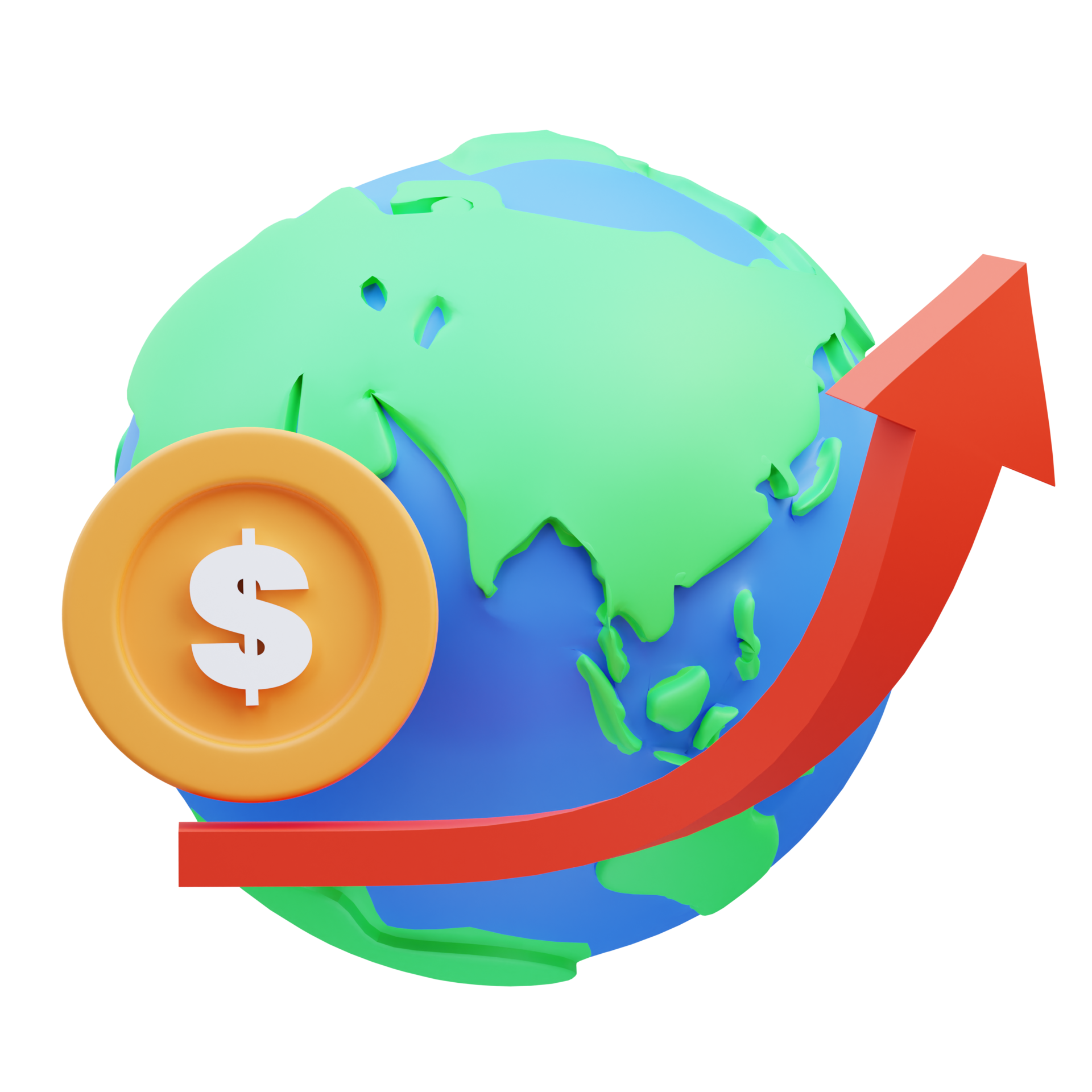 representación de ilustración 3d de inflación financiera internacional