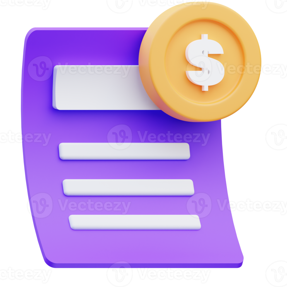 Business payment invoice 3d illustration rendering png