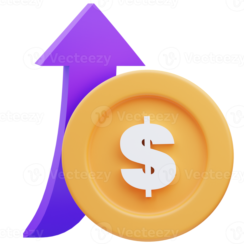 Revenue increases in business, 3d illustration rendering png