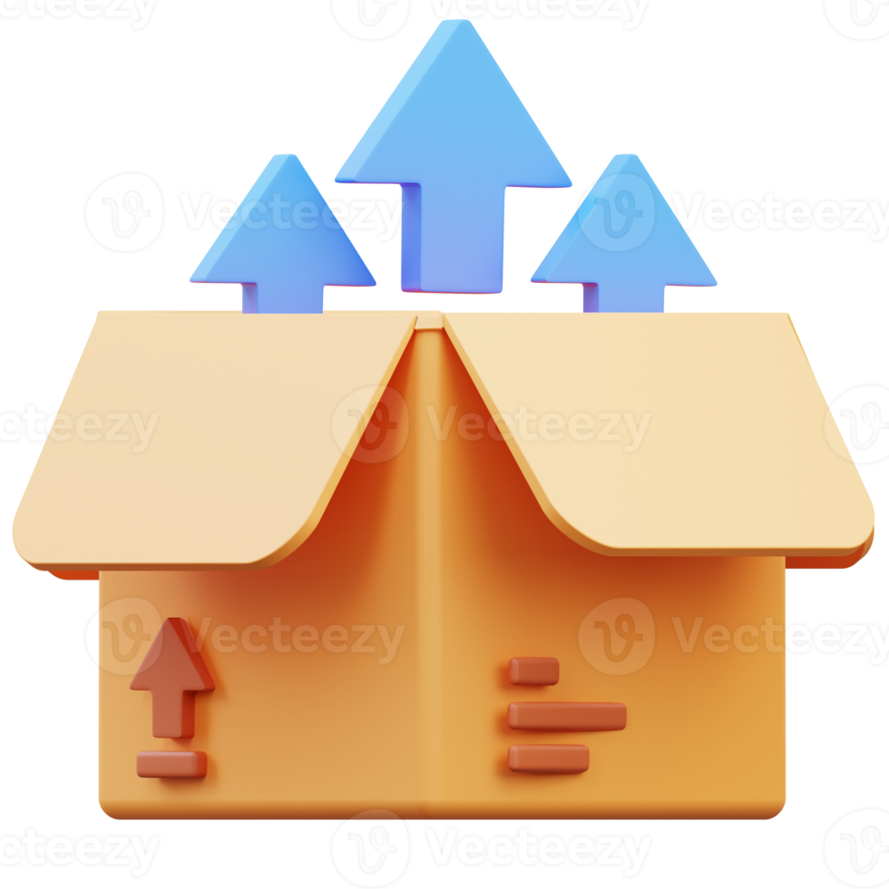 Unpacking the shipping package, 3d rendering illustration png