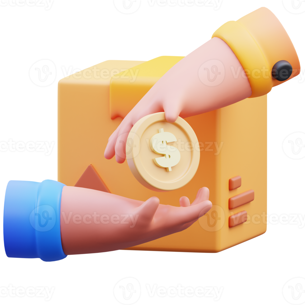 Unpacking the shipping package, 3d rendering illustration png
