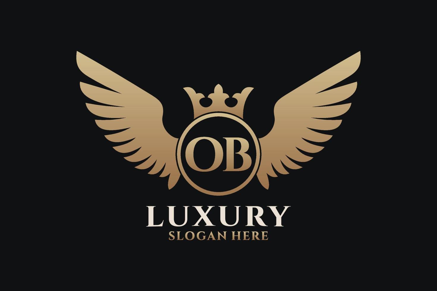 Luxury royal wing Letter OB crest Gold color Logo vector, Victory logo, crest logo, wing logo, vector logo template.