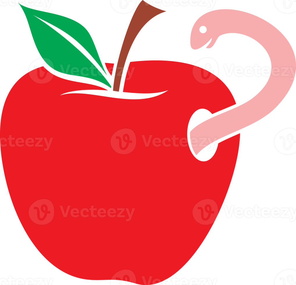 Worm in Red Apple Illustration png