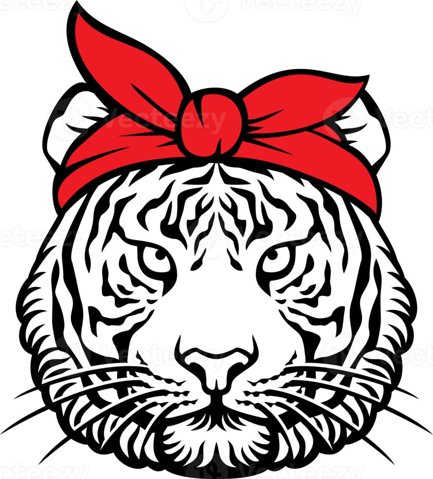 Tiger Head with Red Bandana Illustration png