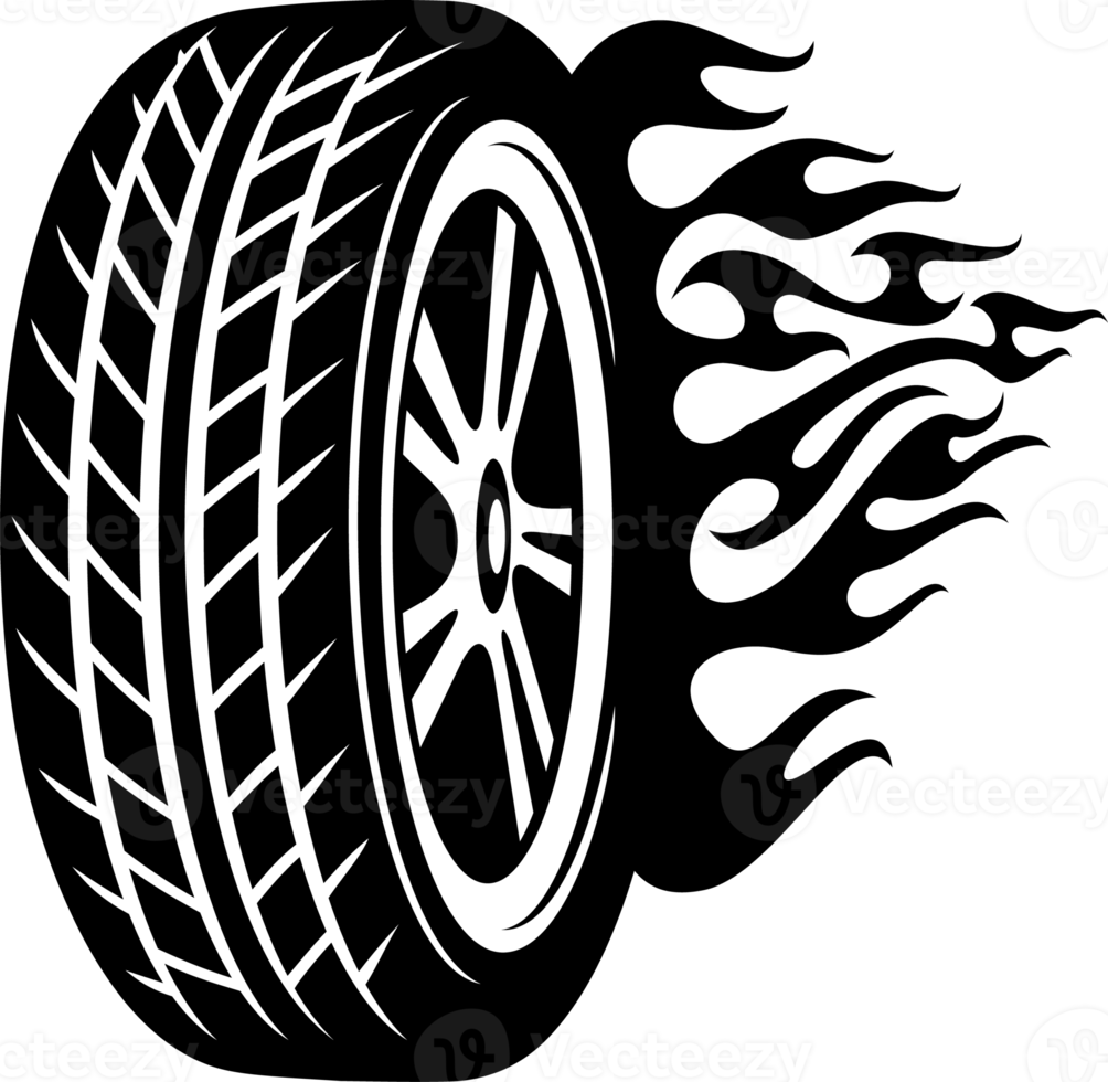 Race Tire with Flame Illustration png