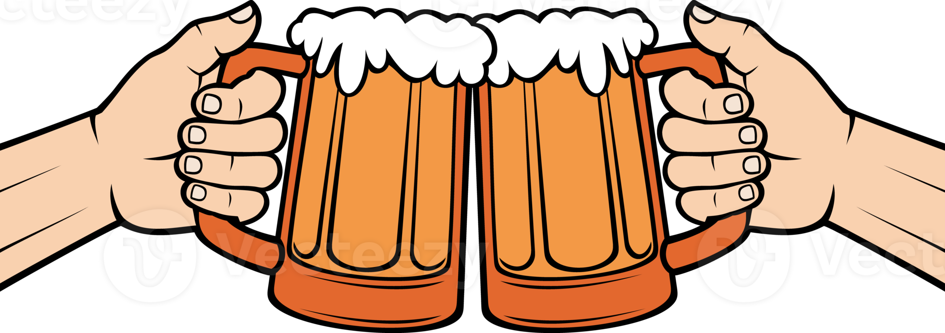 Two Hands Toasting Glasses of Beer Illustration png