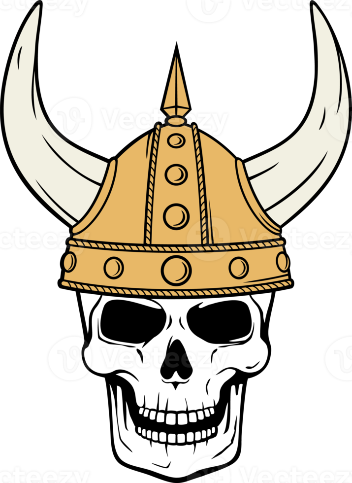 Human Skull and Viking Helmet Illustration png