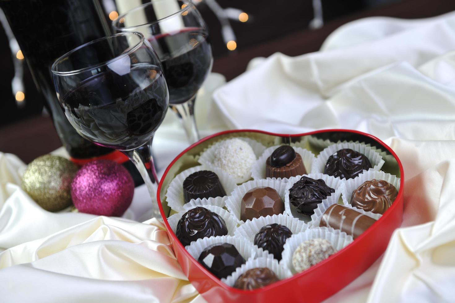 Wine and chocolate photo