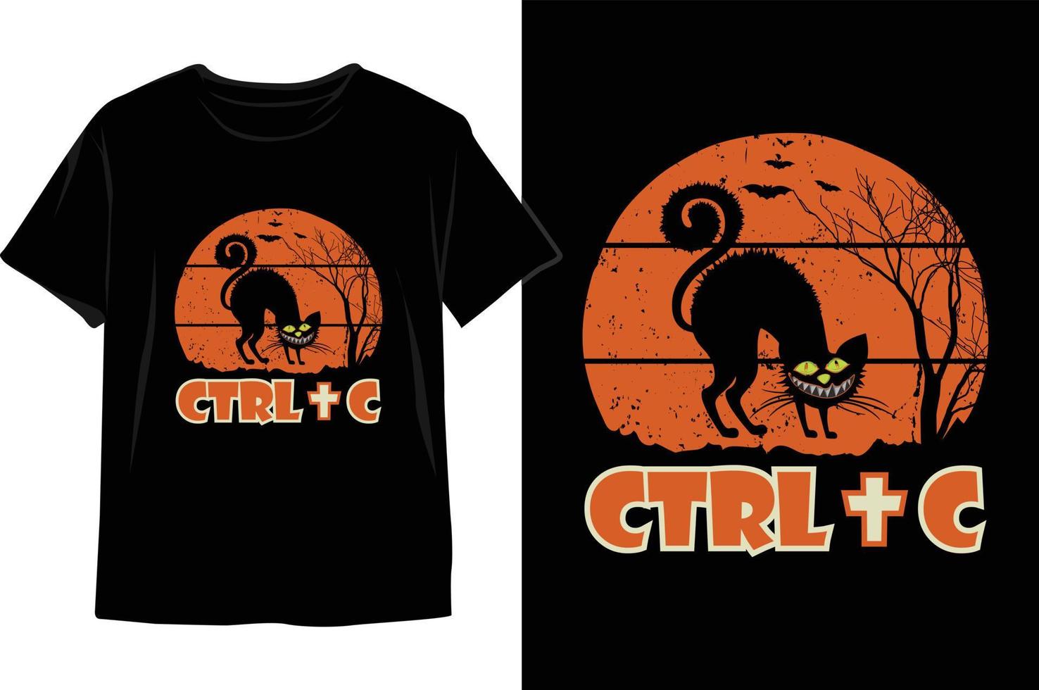 CTRL C. Halloween Cat. Creepy Cat vector
