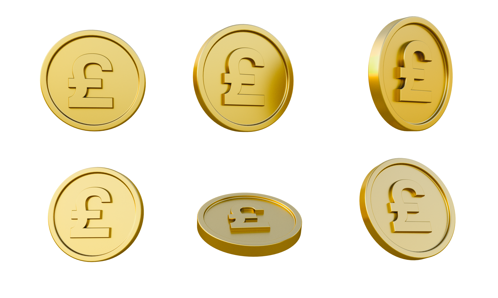 set-of-gold-coins-with-pounds-sterling-currency-sign-or-symbol-3d