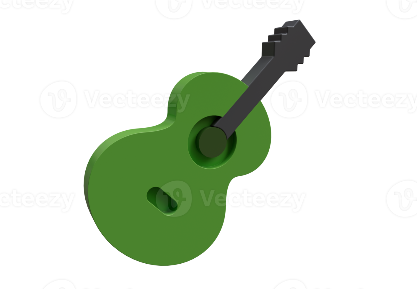 schmutzig grüne Farbe Gitarrensymbol 3D-Illustration, minimale 3D-Darstellung png