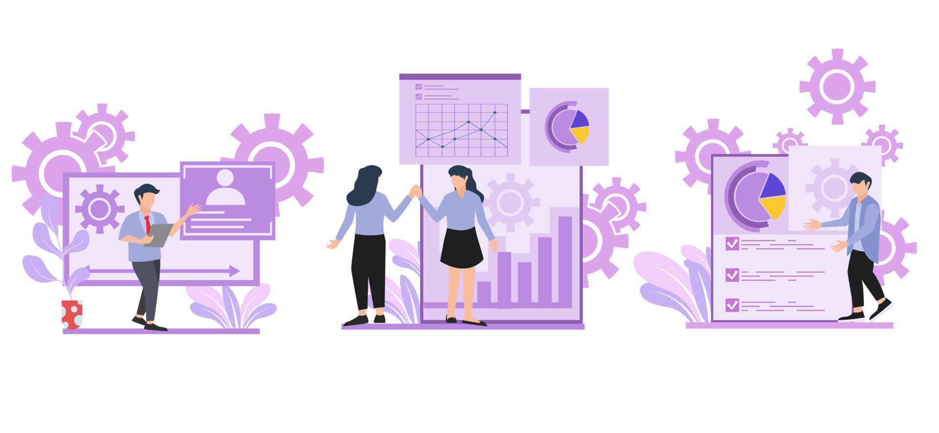 Flat Bundle Business Purple Design Illustration vector