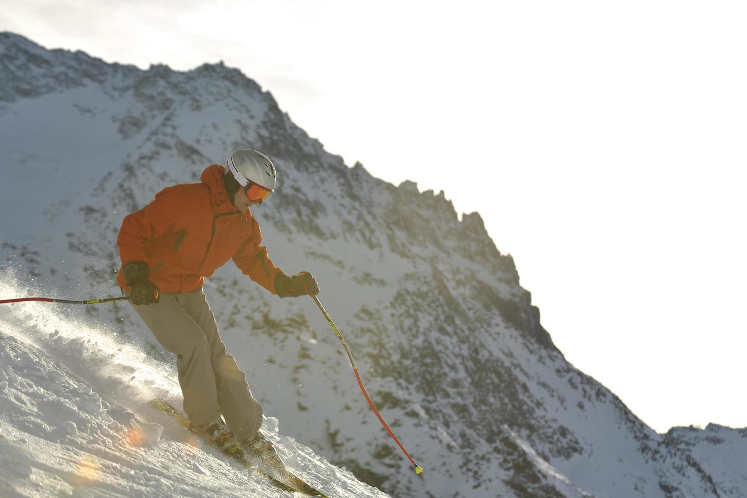 skiing at winter season photo