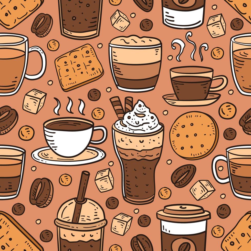 Coffee Beverages Seamless Pattern Background vector