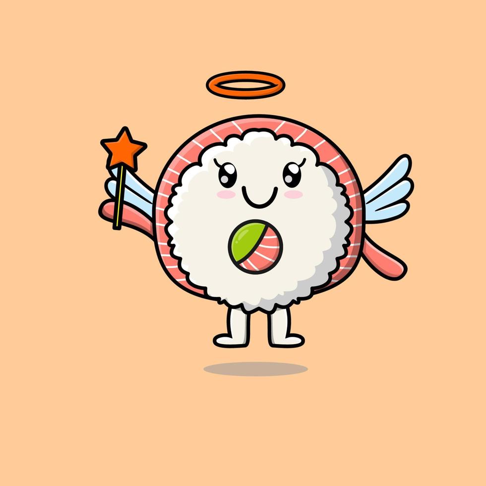 Cute Cartoon sushi character in the form of fairy vector