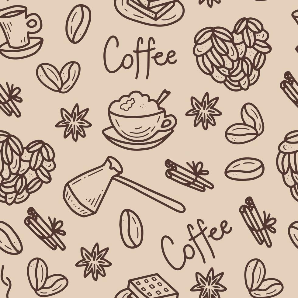 Coffee doodle seamless pattern vector