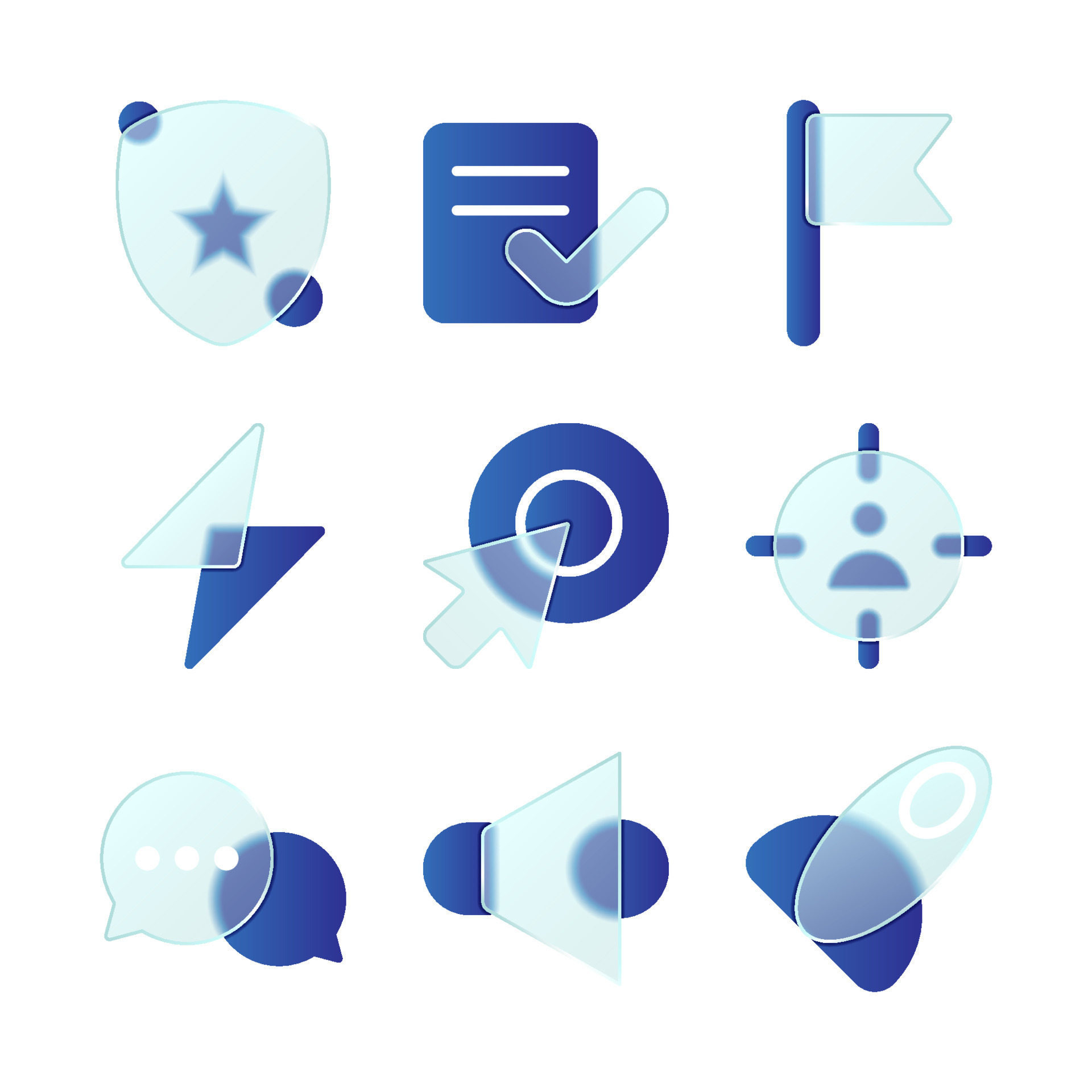 glass morphism trendy style icon set 11631868 Vector Art at Vecteezy