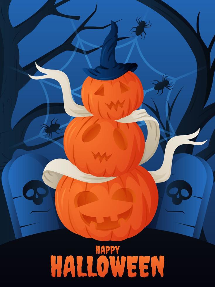 cartel de halloween con calabaza vector
