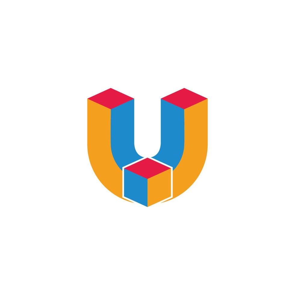 letter v colorful box geometric 3d logo vector