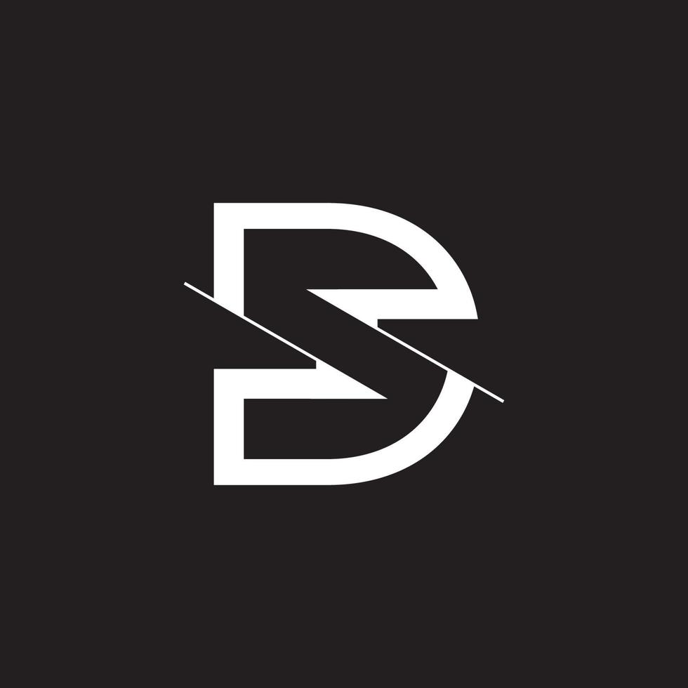 letter ds symbol geometric slice negative space logo vector