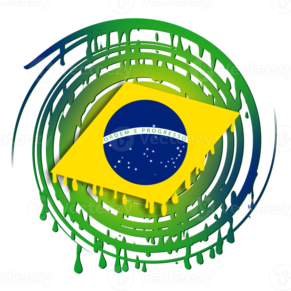 impresión de la bandera de brasil tinta goteante estilizada png